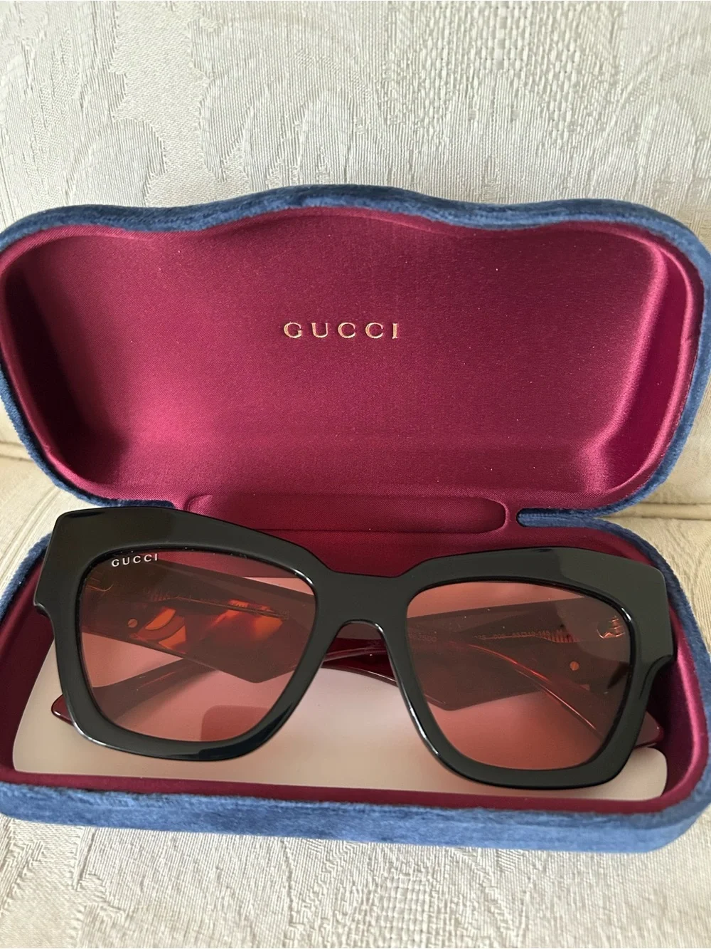 NEW Gucci GG1422S 005 Black Havana Rust Square Women Sunglasses GG 1422S